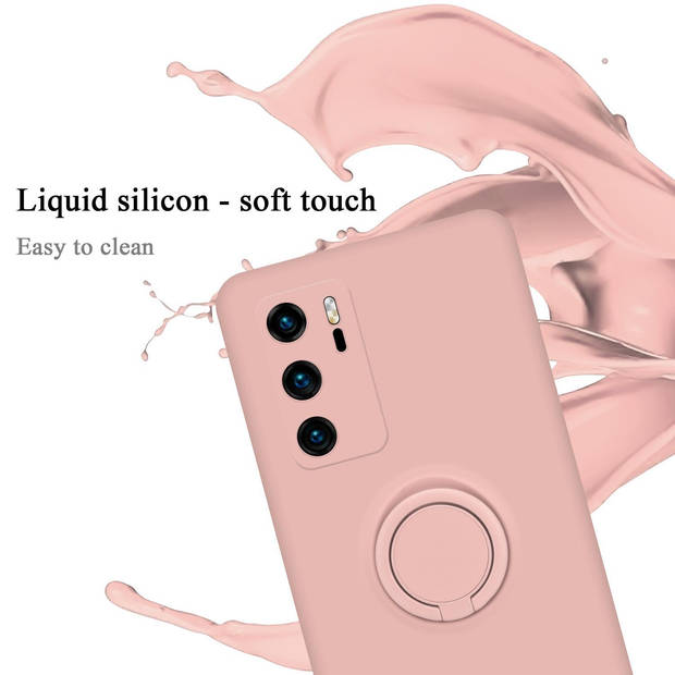 Cadorabo Hoesje geschikt voor Huawei P40 in LIQUID ROZE - Beschermhoes van TPU silicone Case Cover met ring