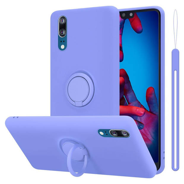 Cadorabo Hoesje geschikt voor Huawei P20 in LIQUID LICHT PAARS - Beschermhoes van TPU silicone Case Cover met ring