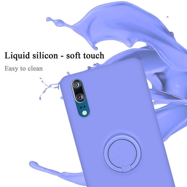 Cadorabo Hoesje geschikt voor Huawei P20 in LIQUID LICHT PAARS - Beschermhoes van TPU silicone Case Cover met ring