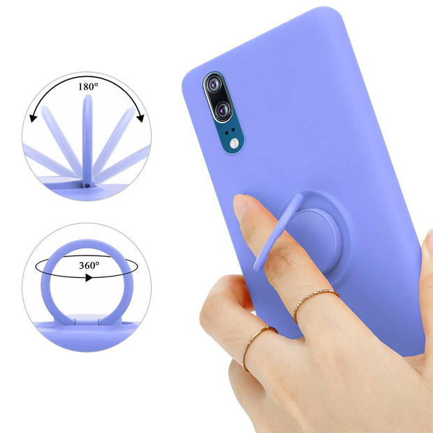 Cadorabo Hoesje geschikt voor Huawei P20 in LIQUID LICHT PAARS - Beschermhoes van TPU silicone Case Cover met ring