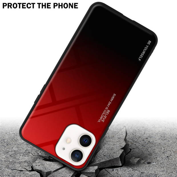 Cadorabo Hoesje geschikt voor Apple iPhone 12 MINI in ROOD - ZWART - Tweekleurige beschermhoes TPU-silicone Case Cover