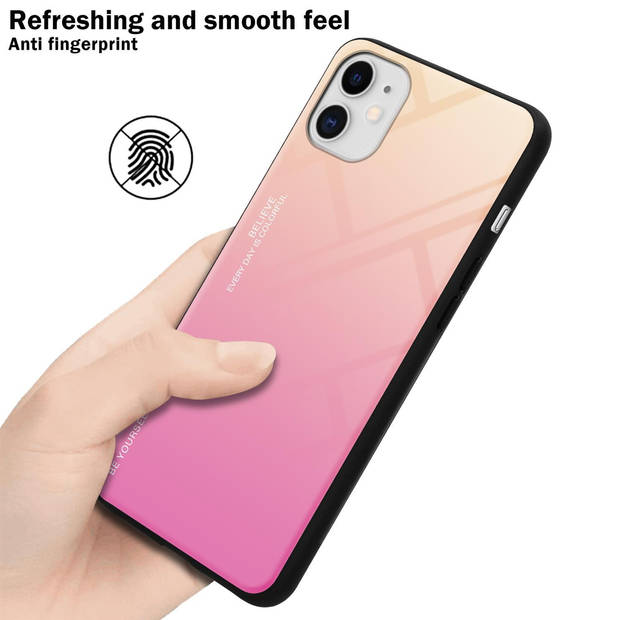 Cadorabo Hoesje geschikt voor Apple iPhone 11 in GEEL - ROZE - Tweekleurige beschermhoes TPU-silicone Case Cover