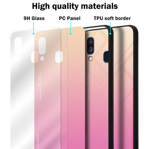 Cadorabo Hoesje geschikt voor Samsung Galaxy A40 in GEEL - ROZE - Tweekleurige beschermhoes TPU-silicone Case Cover