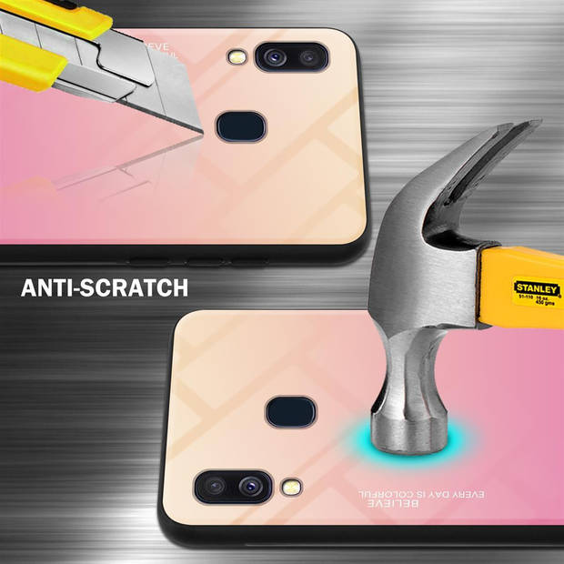 Cadorabo Hoesje geschikt voor Samsung Galaxy A40 in GEEL - ROZE - Tweekleurige beschermhoes TPU-silicone Case Cover