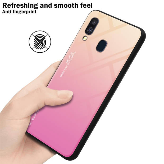 Cadorabo Hoesje geschikt voor Samsung Galaxy A40 in GEEL - ROZE - Tweekleurige beschermhoes TPU-silicone Case Cover