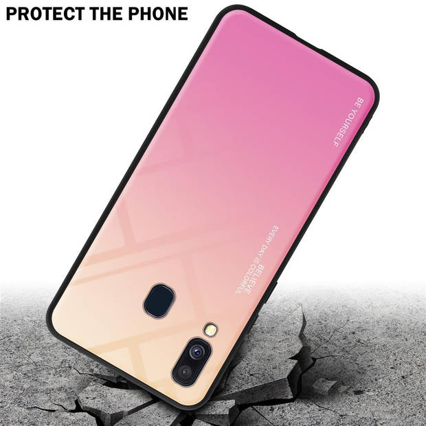 Cadorabo Hoesje geschikt voor Samsung Galaxy A40 in GEEL - ROZE - Tweekleurige beschermhoes TPU-silicone Case Cover