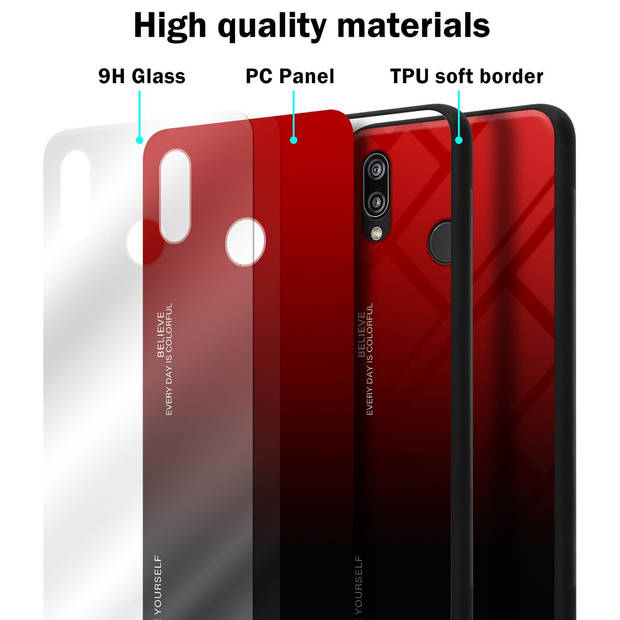 Cadorabo Hoesje geschikt voor Huawei P20 LITE 2018 / NOVA 3E in ROOD - ZWART - Tweekleurige beschermhoes TPU-silicone