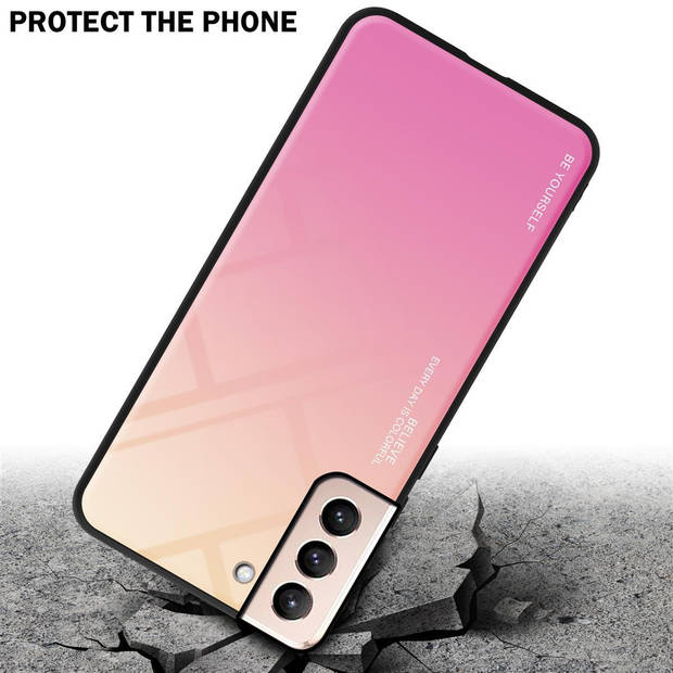 Cadorabo Hoesje geschikt voor Samsung Galaxy S21 PLUS in GEEL - ROZE - Tweekleurige beschermhoes TPU-silicone Case Cover