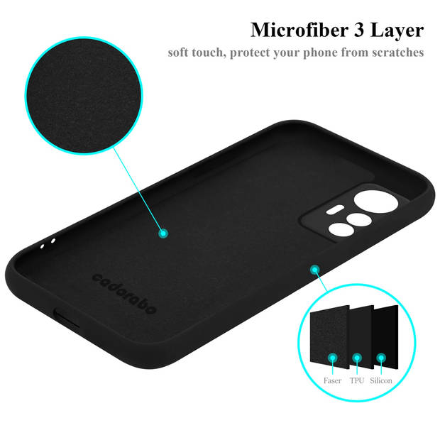 Cadorabo Hoesje geschikt voor Xiaomi 12 LITE Case in LIQUID ZWART - Beschermhoes TPU silicone Cover