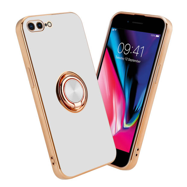 Cadorabo Hoesje geschikt voor Apple iPhone 7 PLUS / 7S PLUS / 8 PLUS in Glossy Wit - Goud - Beschermhoes