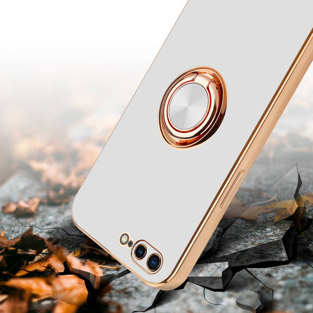 Cadorabo Hoesje geschikt voor Apple iPhone 7 PLUS / 7S PLUS / 8 PLUS in Glossy Wit - Goud - Beschermhoes