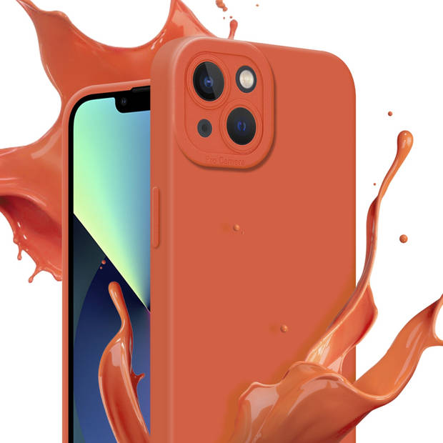 Cadorabo Hoesje geschikt voor Apple iPhone 14 PLUS in FLUID ORANJE - Beschermhoes TPU silicone Cover Case