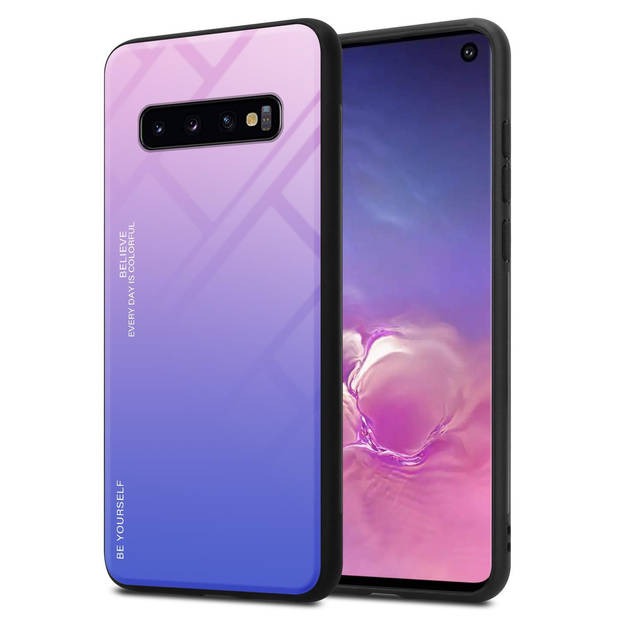 Cadorabo Hoesje geschikt voor Samsung Galaxy S10 4G in ROZE - BLAUW - Tweekleurige beschermhoes TPU-silicone Case Cover