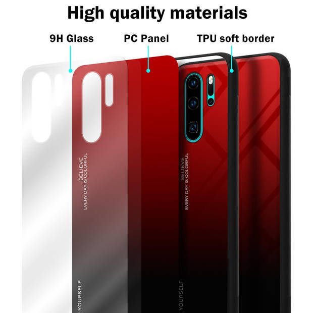 Cadorabo Hoesje geschikt voor Huawei P30 PRO in ROOD - ZWART - Tweekleurige beschermhoes TPU-silicone Case Cover