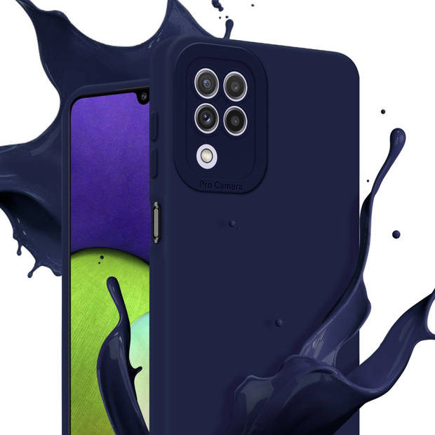 Cadorabo Hoesje geschikt voor Samsung Galaxy A22 4G in FLUID DONKER BLAUW - Beschermhoes TPU silicone Cover Case