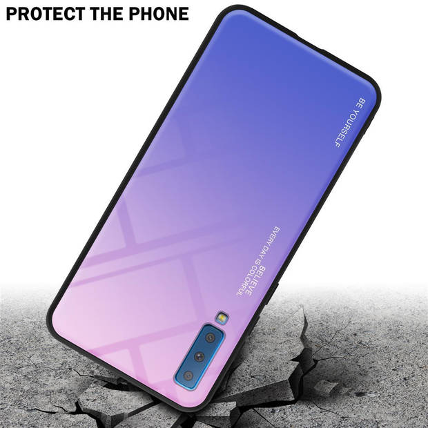 Cadorabo Hoesje geschikt voor Samsung Galaxy A7 2018 in ROZE - BLAUW - Tweekleurige beschermhoes TPU-silicone Case Cover