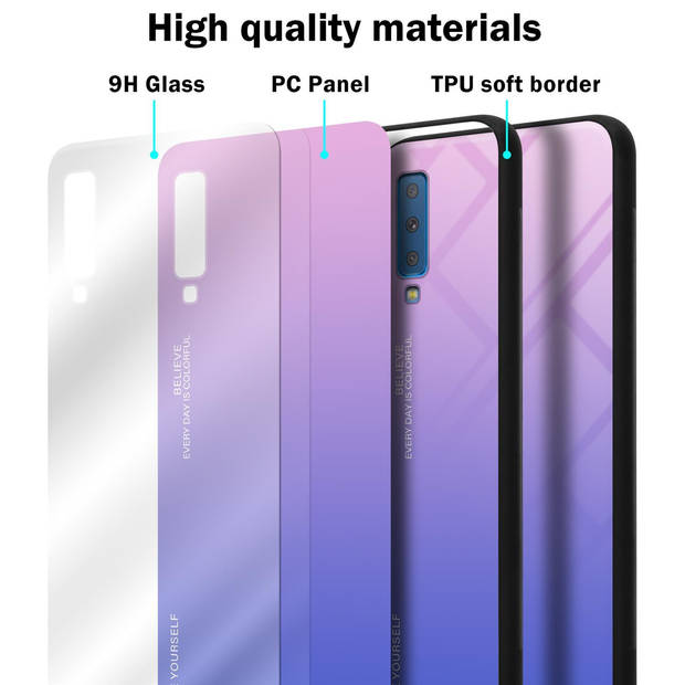 Cadorabo Hoesje geschikt voor Samsung Galaxy A7 2018 in ROZE - BLAUW - Tweekleurige beschermhoes TPU-silicone Case Cover