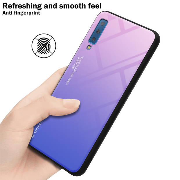 Cadorabo Hoesje geschikt voor Samsung Galaxy A7 2018 in ROZE - BLAUW - Tweekleurige beschermhoes TPU-silicone Case Cover