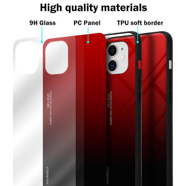 Cadorabo Hoesje geschikt voor Apple iPhone 11 in ROOD - ZWART - Tweekleurige beschermhoes TPU-silicone Case Cover