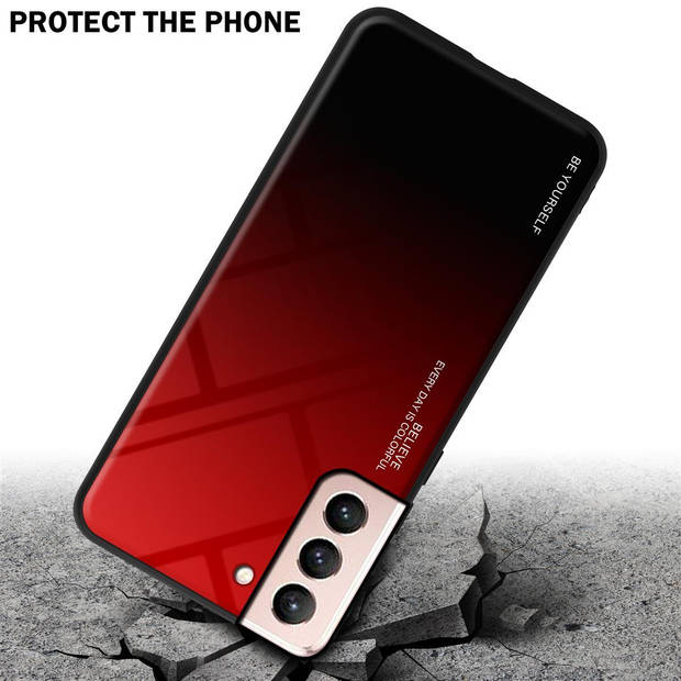 Cadorabo Hoesje geschikt voor Samsung Galaxy S21 5G in ROOD - ZWART - Tweekleurige beschermhoes TPU-silicone Case Cover