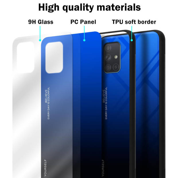 Cadorabo Hoesje geschikt voor Samsung Galaxy A71 4G in BLAUW - ZWART - Tweekleurige beschermhoes TPU-silicone Case Cover