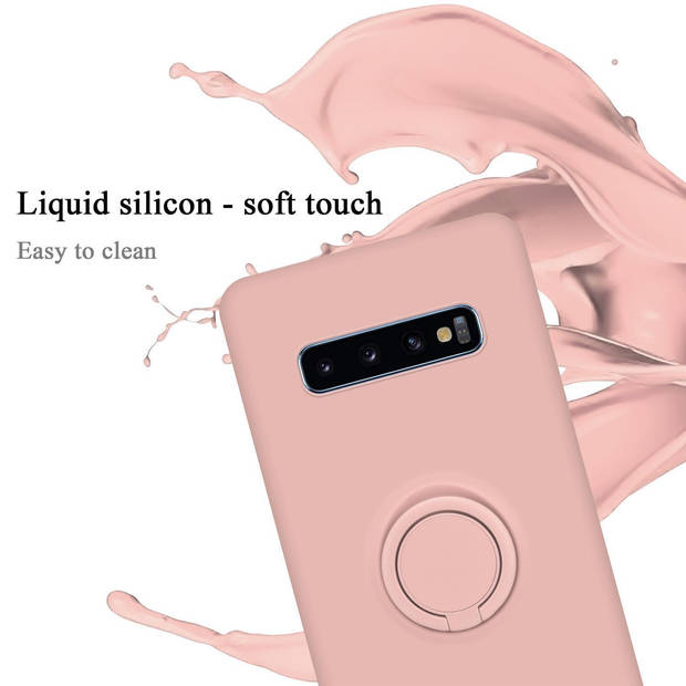 Cadorabo Hoesje geschikt voor Samsung Galaxy S10 PLUS in LIQUID ROZE - Beschermhoes van TPU silicone Case Cover met ring