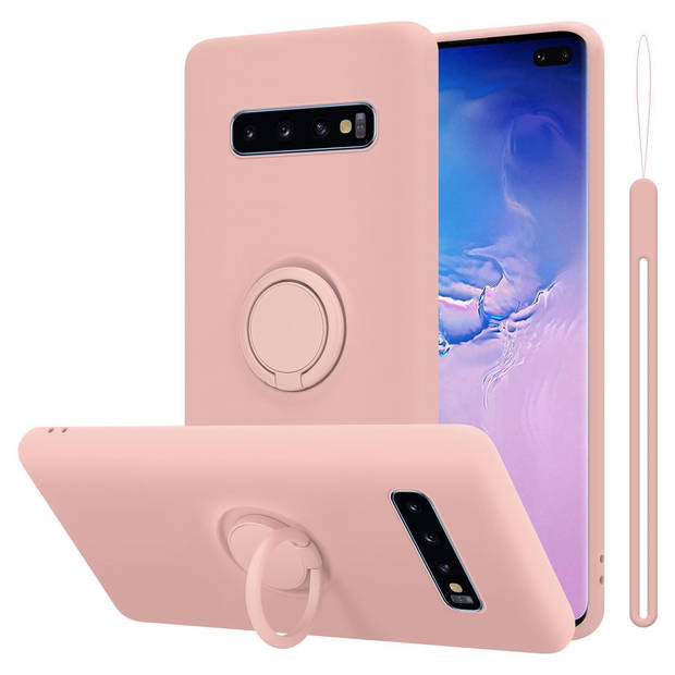 Cadorabo Hoesje geschikt voor Samsung Galaxy S10 4G in LIQUID ROZE - Beschermhoes van TPU silicone Case Cover met ring