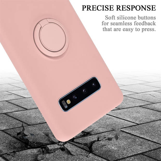 Cadorabo Hoesje geschikt voor Samsung Galaxy S10 4G in LIQUID ROZE - Beschermhoes van TPU silicone Case Cover met ring