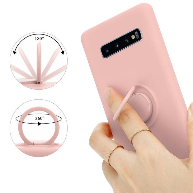 Cadorabo Hoesje geschikt voor Samsung Galaxy S10 4G in LIQUID ROZE - Beschermhoes van TPU silicone Case Cover met ring