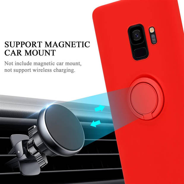 Cadorabo Hoesje geschikt voor Samsung Galaxy S9 in LIQUID ROOD - Beschermhoes van TPU silicone Case Cover met ring