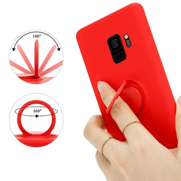 Cadorabo Hoesje geschikt voor Samsung Galaxy S9 in LIQUID ROOD - Beschermhoes van TPU silicone Case Cover met ring