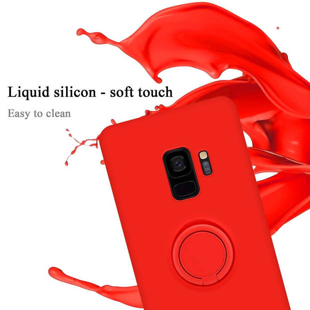 Cadorabo Hoesje geschikt voor Samsung Galaxy S9 in LIQUID ROOD - Beschermhoes van TPU silicone Case Cover met ring