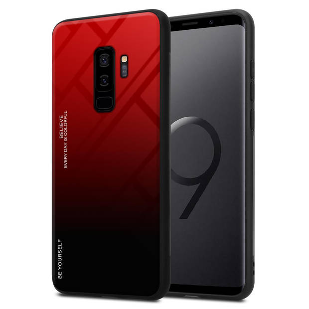 Cadorabo Hoesje geschikt voor Samsung Galaxy S9 PLUS in ROOD - ZWART - Tweekleurige beschermhoes TPU-silicone Case Cover