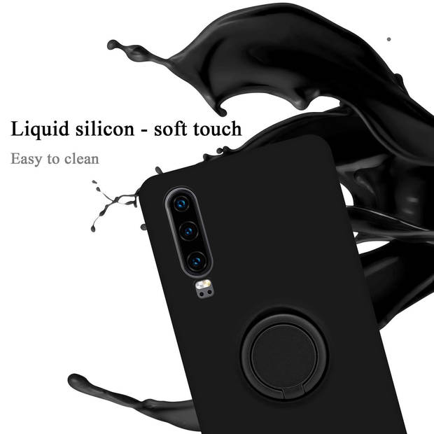 Cadorabo Hoesje geschikt voor Huawei P30 in LIQUID ZWART - Beschermhoes van TPU silicone Case Cover met ring