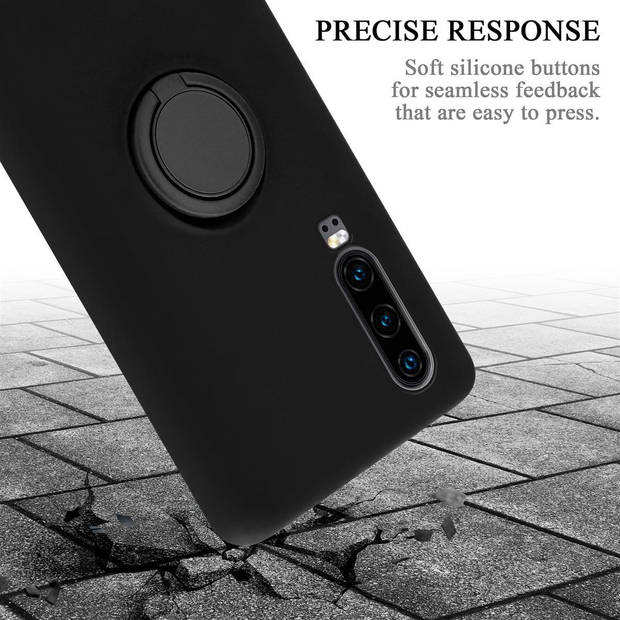 Cadorabo Hoesje geschikt voor Huawei P30 in LIQUID ZWART - Beschermhoes van TPU silicone Case Cover met ring