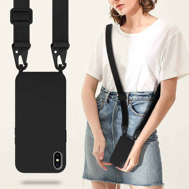 Cadorabo Mobiele telefoon ketting geschikt voor Apple iPhone XS MAX Hoesje in LIQUID ZWART - Silicone beschermhoes