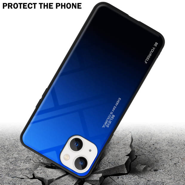 Cadorabo Hoesje geschikt voor Apple iPhone 14 PLUS in BLAUW - ZWART - Tweekleurige beschermhoes TPU-silicone Case Cover