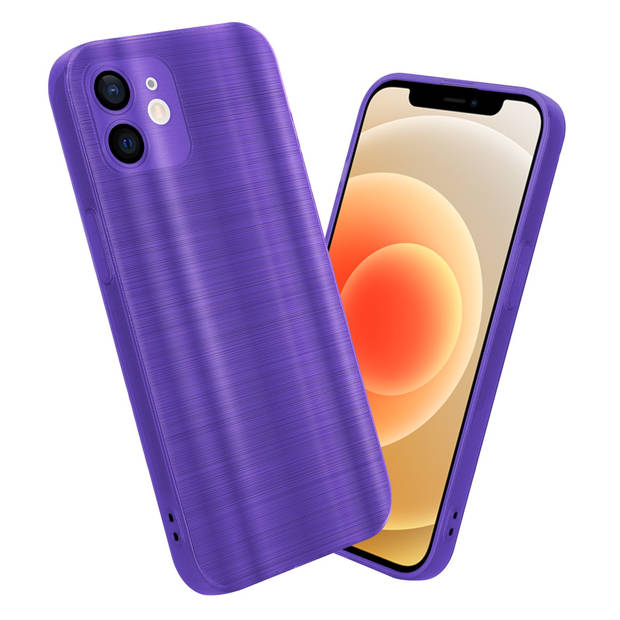 Cadorabo Hoesje geschikt voor Apple iPhone 12 in Brushed Paars - Beschermhoes Case Cover TPU silicone