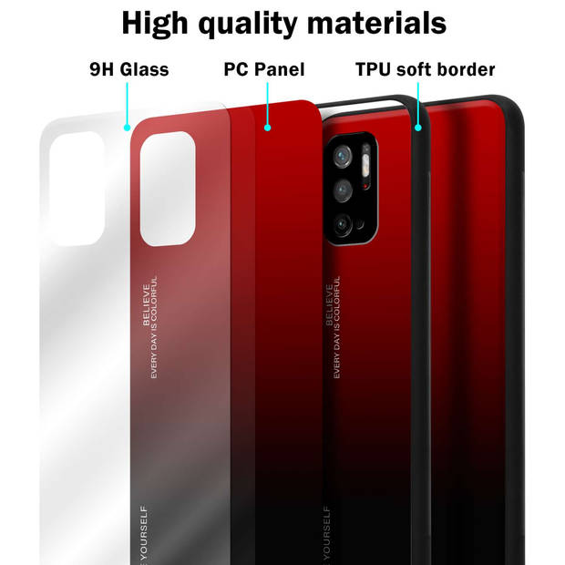 Cadorabo Hoesje geschikt voor Xiaomi RedMi NOTE 10 5G / POCO M3 PRO 5G in ROOD - ZWART - Tweekleurige beschermhoes