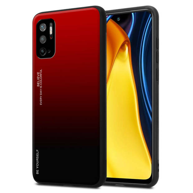 Cadorabo Hoesje geschikt voor Xiaomi RedMi NOTE 10 5G / POCO M3 PRO 5G in ROOD - ZWART - Tweekleurige beschermhoes