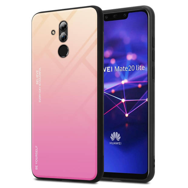 Cadorabo Hoesje geschikt voor Huawei MATE 20 LITE in GEEL - ROZE - Tweekleurige beschermhoes TPU-silicone Case Cover