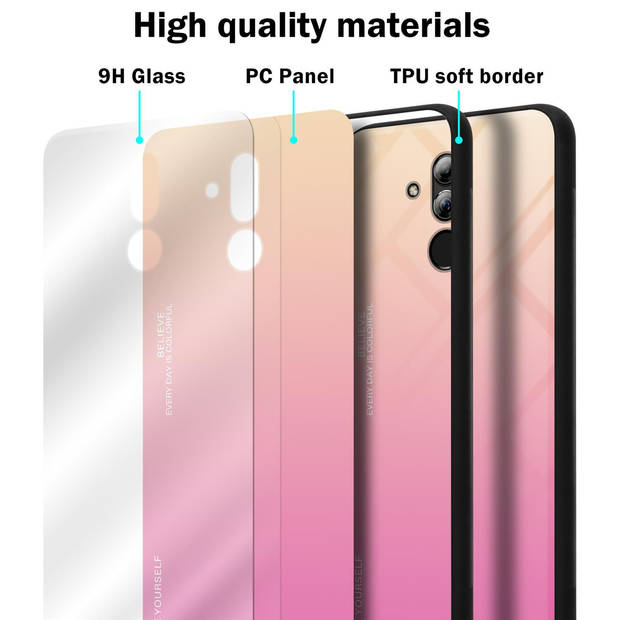 Cadorabo Hoesje geschikt voor Huawei MATE 20 LITE in GEEL - ROZE - Tweekleurige beschermhoes TPU-silicone Case Cover