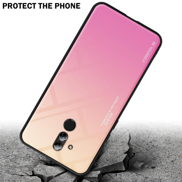 Cadorabo Hoesje geschikt voor Huawei MATE 20 LITE in GEEL - ROZE - Tweekleurige beschermhoes TPU-silicone Case Cover