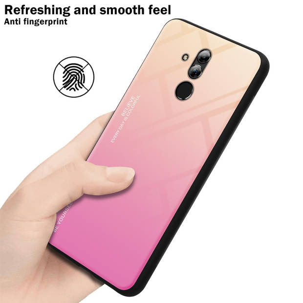 Cadorabo Hoesje geschikt voor Huawei MATE 20 LITE in GEEL - ROZE - Tweekleurige beschermhoes TPU-silicone Case Cover