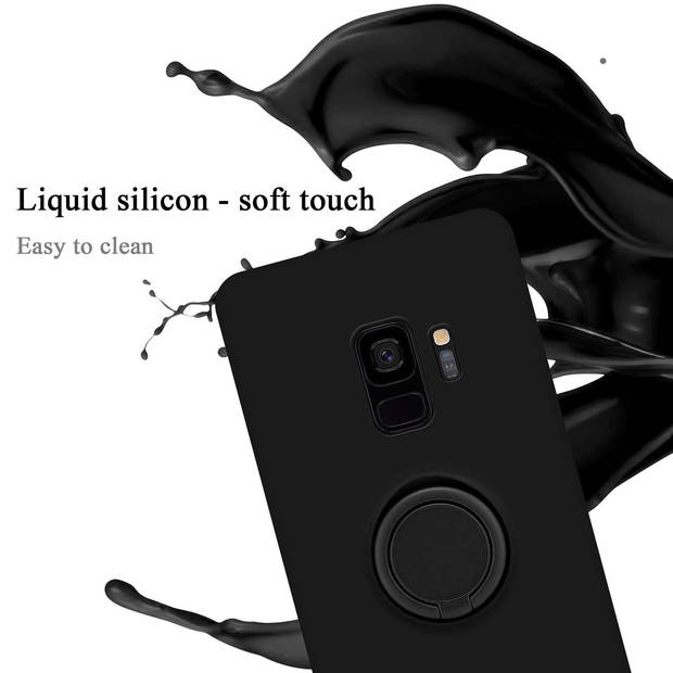 Cadorabo Hoesje geschikt voor Samsung Galaxy S9 in LIQUID ZWART - Beschermhoes van TPU silicone Case Cover met ring