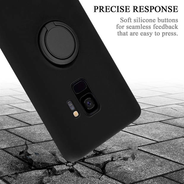 Cadorabo Hoesje geschikt voor Samsung Galaxy S9 in LIQUID ZWART - Beschermhoes van TPU silicone Case Cover met ring