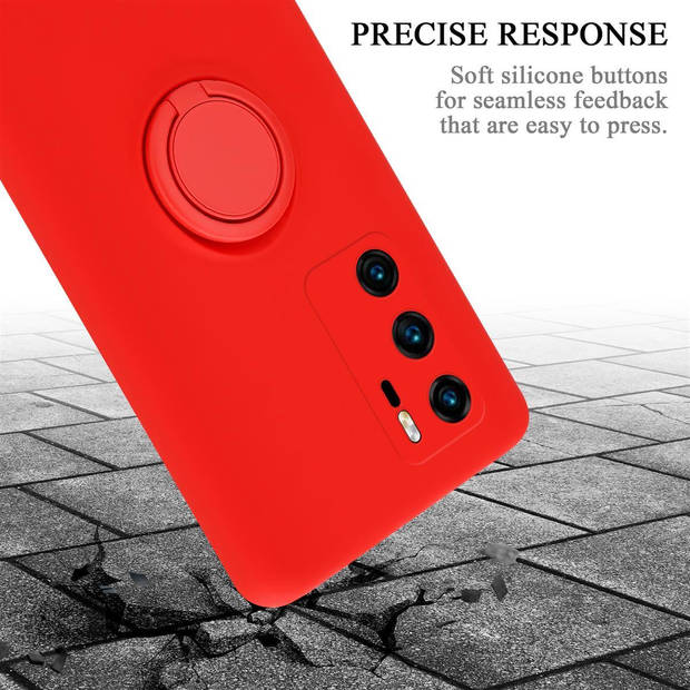 Cadorabo Hoesje geschikt voor Huawei P40 in LIQUID ROOD - Beschermhoes van TPU silicone Case Cover met ring