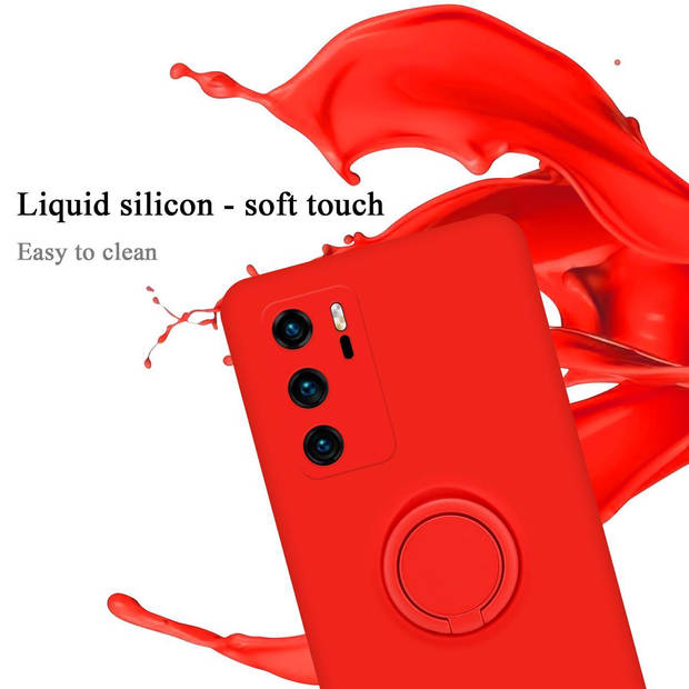 Cadorabo Hoesje geschikt voor Huawei P40 in LIQUID ROOD - Beschermhoes van TPU silicone Case Cover met ring