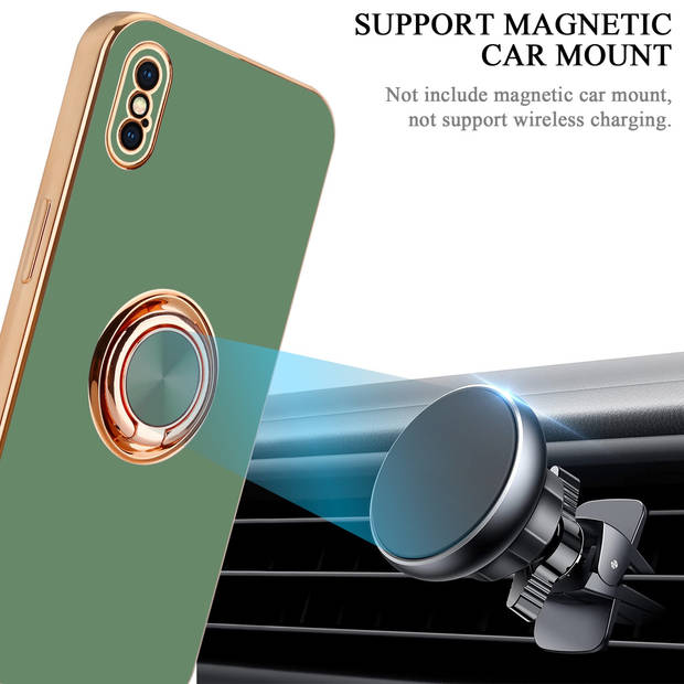 Cadorabo Hoesje geschikt voor Apple iPhone XS MAX in Glossy Licht Groen - Goud - Beschermhoes Camerabescherming