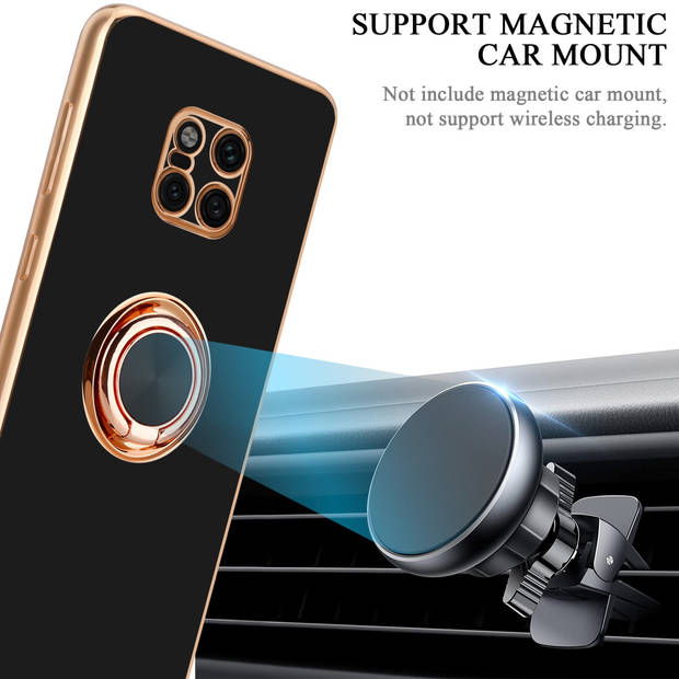 Cadorabo Hoesje geschikt voor Huawei MATE 20 PRO in Glossy Zwart - Goud - Beschermhoes Camerabescherming magnetische